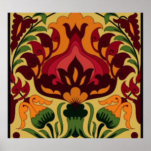 Vintage Fliesen, Jugendstil-Dekoration. Poster