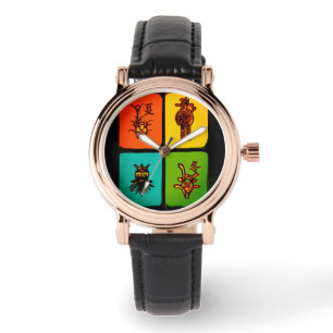 Vintage Fliesen-Uhr Milliamperestunde Jongg Armbanduhr