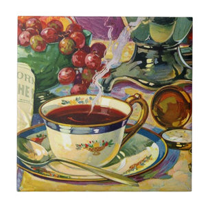 Vintage-Fliesen-Untersetzer Stillleben Morgenkaffe Fliese