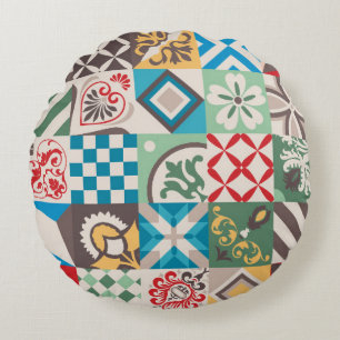 Vintage Fliesen versetzen Details. Keramik Rundes Kissen