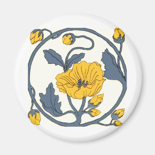 Vintage-Fliesendesign Arts and Crafts Jugendstil Magnet