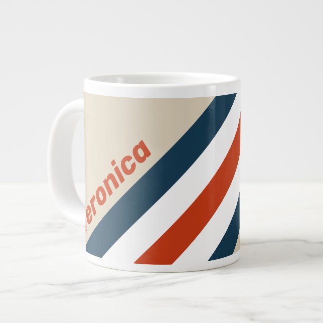 Vintage Flight Deck Stripes with Name Jumbo-Tasse (Vorderseite Links)