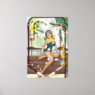 Vintage-Flipperautomat-Spiel Leinwanddruck