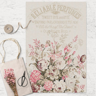 Vintage Flora und Parfüm Ephemera Dekoupage Seidenpapier