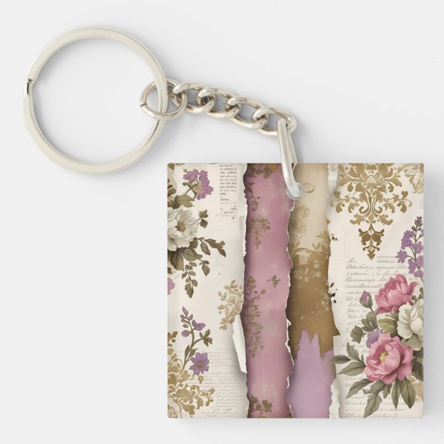 Vintage Floral - Acrylic Keychain Schlüsselanhänger (Vorderseite)