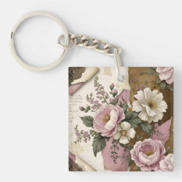 Vintage Floral - Acrylic Keychain Schlüsselanhänger