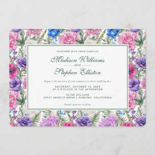 Vintage Floral Aquarell Pfingstrose - Hochzeit Einladung