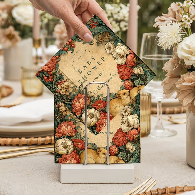 Vintage Floral Baby Animals Baby Shower Serviette (Von Creator hochgeladen)