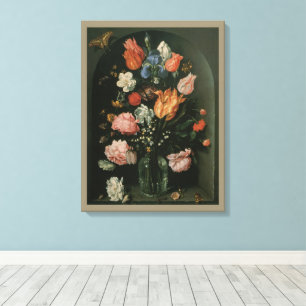Vintage Floral Barock, Blumenvase in einer Nische Leinwanddruck