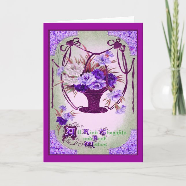 Vintage Floral Birthday Greeting Card Karte (Vorderseite)