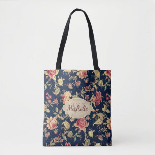 Vintage Floral Blaue Rose Monogramm & Name