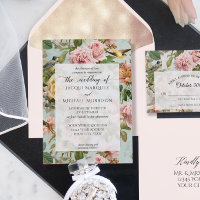 Vintage Floral Blush Pink Yellow Botanical Birds I