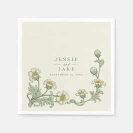 Vintage Floral Border Wedding classic art nouveau Serviette