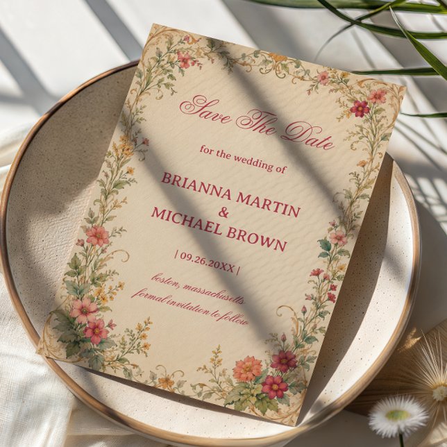Vintage Floral Botanisch Save The Date (Von Creator hochgeladen)