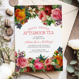 Vintage Floral Braut Nachmittagstee Einladung