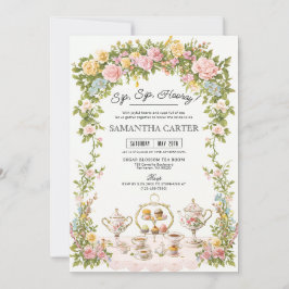 Vintage Floral Bridal Tea Party Invitation Details Einladung