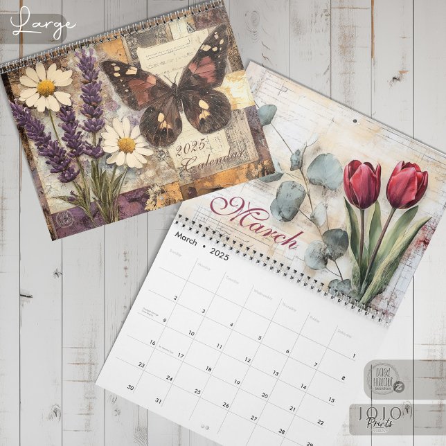 Vintage Floral Butterfly Calendar Kalender (Vintage Floral Butterfly Calendar_Large)