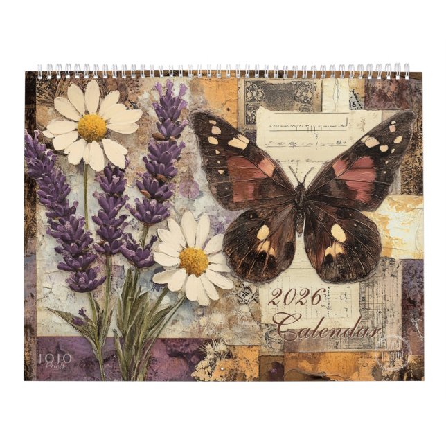 Vintage Floral Butterfly Calendar Kalender (Titelbild)
