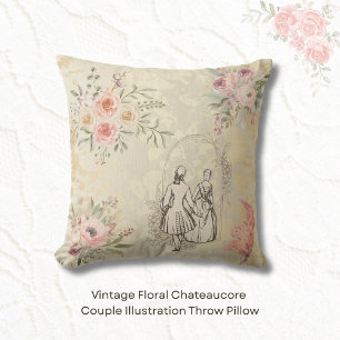 Vintage Floral Chateaucore-Paar-Illustration Kissen