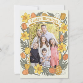 Vintage Floral Easter Blessings Greeting Card Feiertagskarte