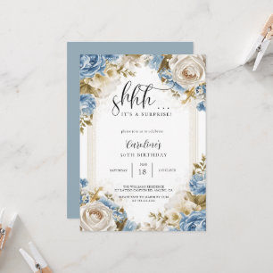 Vintage Floral Elegante Überraschungs-Geburtstagsf Einladung