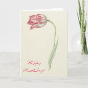 Vintage Floral Fine Art Pink Tulip - Geburtstag Karte