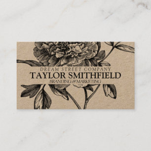 Vintage Floral Fine Line Kraft-Visitenkarte Visitenkarte