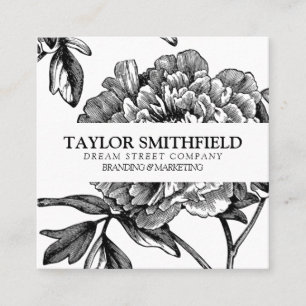 Vintage Floral Fine Line-Visitenkarte Quadratische Visitenkarte