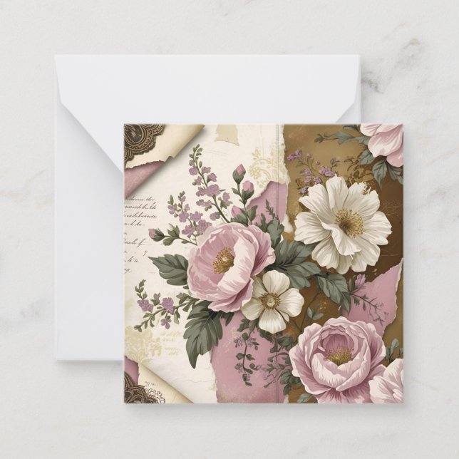Vintage Floral - Flat Note Card Mitteilungskarte (Vorderseite)