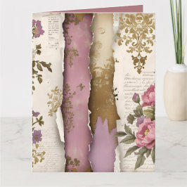 Vintage Floral - Folded Greeting Card Karte