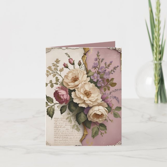 Vintage Floral - Folded Note Card  (Vorderseite)