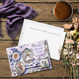 Vintage Floral Frame Collage with Soft Lavender Feiertagskarte