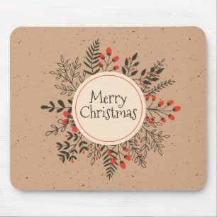 Vintage Floral Frohe Weihnachten Mauspad