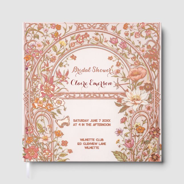 Vintage Floral Garden Bridal Shower  Gästebuch (Vorderseite)