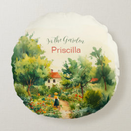 Vintage Floral Garden Throw Pillow Rundes Kissen