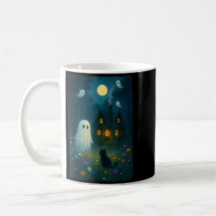 Vintage Floral Geist Schwarze Katze Halloween Geis Kaffeetasse