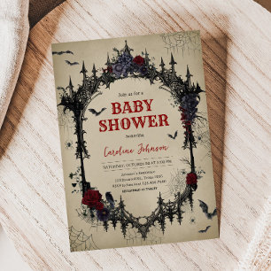 Vintage Floral Gothic Babyparty Einladung