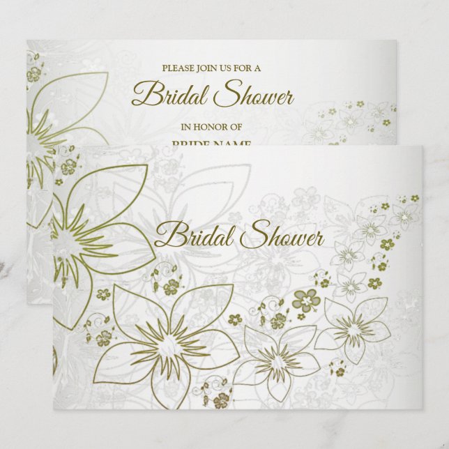 Vintage Floral Greenery Elegant Bridal Shower Einladung (Vorne/Hinten)