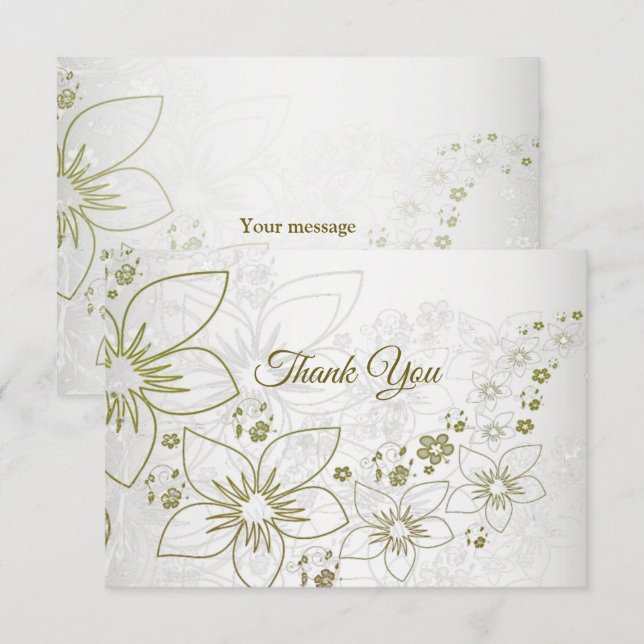 Vintage Floral Greenery Elegant Wedding  Dankeskarte (Vorne/Hinten)