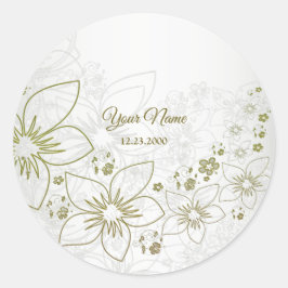 Vintage Floral Grün Elegante Hochzeitsfeier Runder Aufkleber