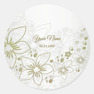 Vintage Floral Grün Elegante Hochzeitsfeier Runder Aufkleber