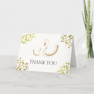 Vintage Floral Grünzeug Schwan Baby Shower  Dankeskarte