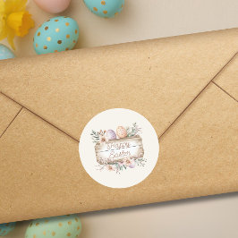 Vintage Floral Happy Easter Runder Aufkleber