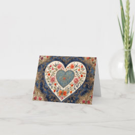 Vintage Floral Heart Valentine's Day Karte