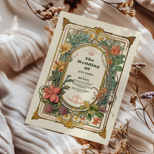 Vintage-Floral-Hochzeitsfeier im Jugendstil Acryleinladungen