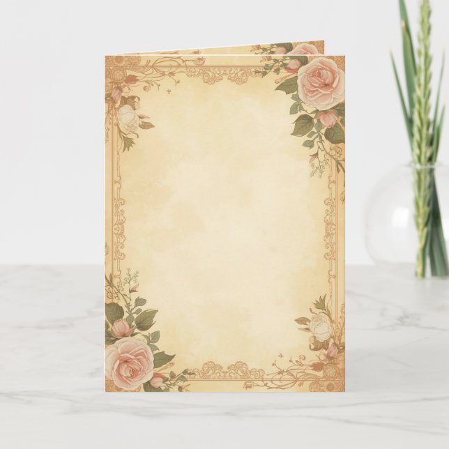 Vintage Floral Invitation Elegant Rose Design Karte (Vorderseite)