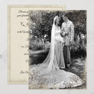 Vintage Floral Jubiläumsfeier Einladung