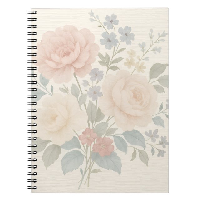 Vintage Floral Linen Notebook Notizblock (Vorderseite)