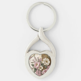 Vintage Floral - Metal Keychain Schlüsselanhänger