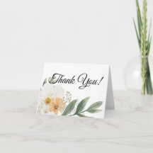 Vintage Floral Minimalistic Folded Thank You Cards